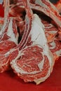 American angus beef rib eye, displayed in butchers shop