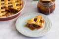 American apple pie classic lattice weave salted caramel jar Royalty Free Stock Photo