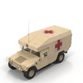 American armored medical vehicle HMMWV Humvee on white. 3D illustration Royalty Free Stock Photo