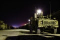 American armored vehicles in Afghanistan at night