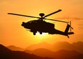American attack helicopter in flight Royalty Free Stock Photo