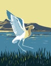 American Avocet in the Great Salt Lake Utah USA WPA Art Poster Royalty Free Stock Photo