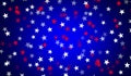 Red, white, blue stars, scattering of stars, blue background, ,confetti, holiday Royalty Free Stock Photo