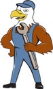 American Bald Eagle Mechanic Spanner Cartoon