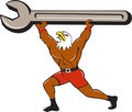 American Bald Eagle Mechanic Spanner Cartoon