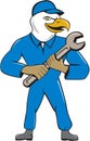 American Bald Eagle Mechanic Spanner Cartoon