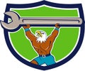 American Bald Eagle Mechanic Spanner Crest Cartoon