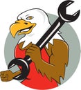 American Bald Eagle Mechanic Wrench Circle Cartoon