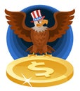 American Bald eagle in the patriotic hat spread wings over the s Royalty Free Stock Photo
