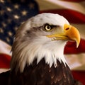 American Bald Eagle - symbol of america -with flag. United States of America patriotic symbols Royalty Free Stock Photo