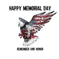 American bald eagle with the text Memorial day remember and honor. Celebration of all who served.