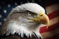 American bald eagle on usa flag, a symbol of American leadership and victory, north American bald eagle, generated ai Royalty Free Stock Photo