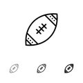 American, Ball, Football, Nfl, Rugby Bold and thin black line icon set Royalty Free Stock Photo