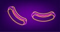 American banner. Vintage flat advertising with hot dog sign for banner design. Flat vector illustration neon Royalty Free Stock Photo