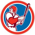 American Baseball Player Batter Hitter Circle Retro