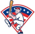 American Baseball Player Batting Cartoon Royalty Free Stock Photo