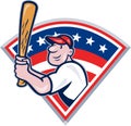 American Baseball Player Batting Cartoon
