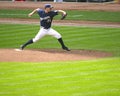 American baseball player pitching