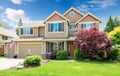 American beige luxury large house front exterior. Royalty Free Stock Photo