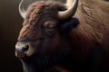 American bison or buffalo, wild bison close-up portrait - Generative AI Royalty Free Stock Photo