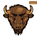 American Bison Bull Mascot Head Vector Illustration. Buffalo Head Animal Symbol. Royalty Free Stock Photo