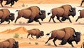 American Bison plains Buffalo run running decoration