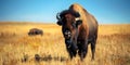 American Bison Roaming in Custer State Park, South Dakota. Concept Wildlife Photography, American Royalty Free Stock Photo