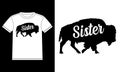 American Bison Sister Silhouette t-shirt Royalty Free Stock Photo
