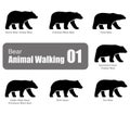 American black bear walking side flat 3D icon design, vector illustration Royalty Free Stock Photo