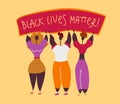 American black girls and man protesters characters. Justice for black people. Against Racial Discrimination in the police. Black