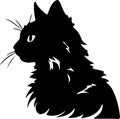 American Bobtail Cat Black Silhouette Generative Ai