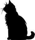 American Bobtail Cat Black Silhouette Generative Ai