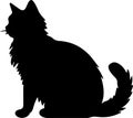 American Bobtail Cat Black Silhouette Generative Ai