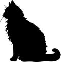 American Bobtail Cat Black Silhouette Generative Ai