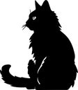 American Bobtail Cat Black Silhouette Generative Ai