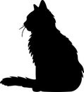 American Bobtail Cat Black Silhouette Generative Ai