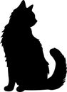 American Bobtail Cat Black Silhouette Generative Ai