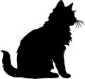 American Bobtail Cat Black Silhouette Generative Ai