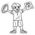 American Boy with Football and Autograph Isolated