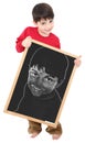 American Boy with Self Portrait on Chalkboard