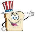 American Bread Slice Cartoon Mascot Character Waving For Greeting