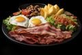 American Breakfast Delight, American Bacon Breakfast Feast Royalty Free Stock Photo