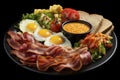 American Breakfast Delight, American Bacon Breakfast Feast Royalty Free Stock Photo