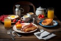 American breakfast food menu. AI generated. Royalty Free Stock Photo