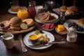 American breakfast food menu. AI generated. Royalty Free Stock Photo