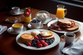 American breakfast food menu. AI generated. Royalty Free Stock Photo