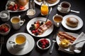 American breakfast food menu. AI generated. Royalty Free Stock Photo