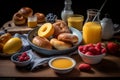 American breakfast food menu. AI generated. Royalty Free Stock Photo