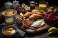American breakfast food menu. AI generated. Royalty Free Stock Photo