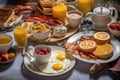 American breakfast food menu. AI generated. Royalty Free Stock Photo